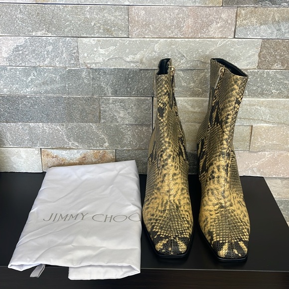 JIMMY CHOO Bryelle 85 Snake-print Leather Ankle Boots - Picture 13 of 13